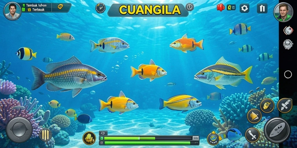 Tampilan gameplay seru di CUANGILA saat menembak ikan.