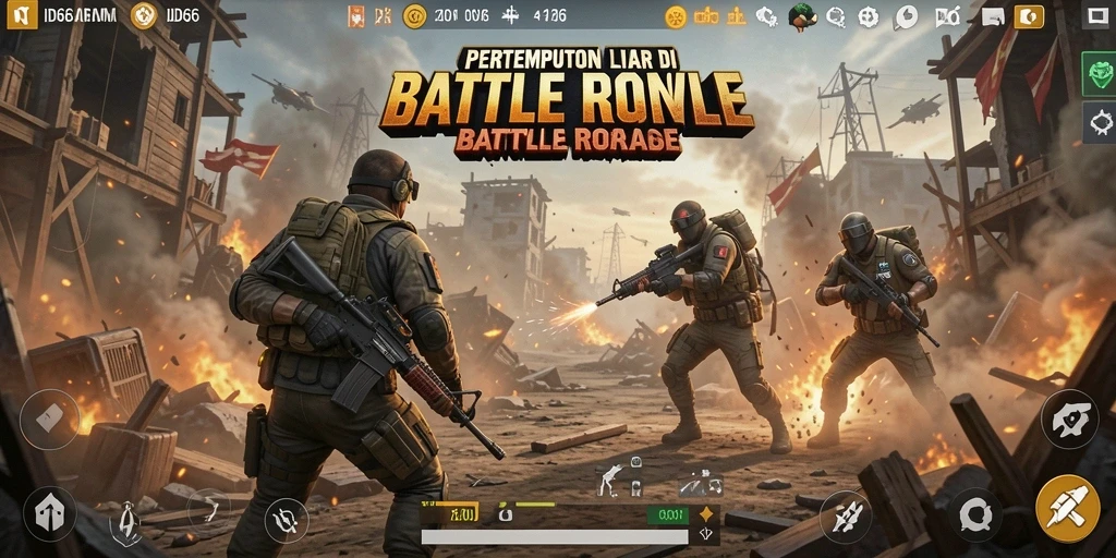 Screenshot permainan ID66 menampilkan aksi Battle Royale yang mendebarkan.