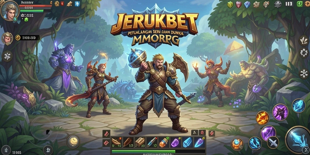 Tampilan dinamis dari gameplay MMORPG JERUKBET yang menarik.