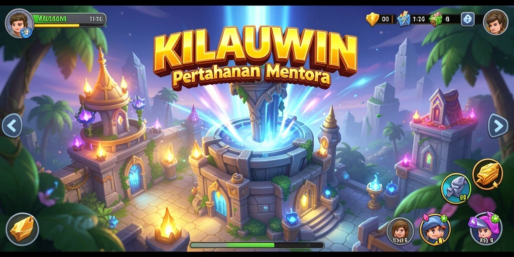 Tampilan seru gameplay KILAUWIN dengan menara yang beragam.