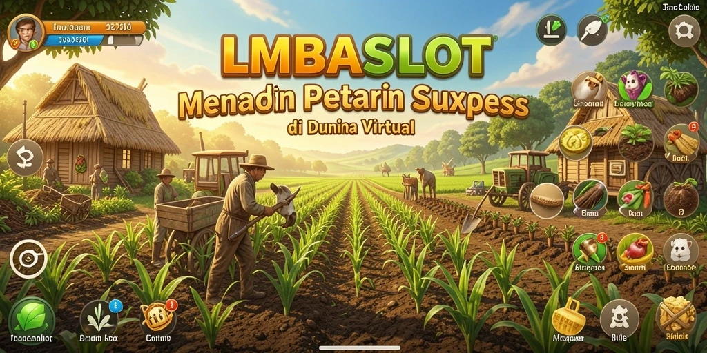 Tampilan menarik dari gameplay LMBASLOT yang menggambarkan aktivitas bertani.