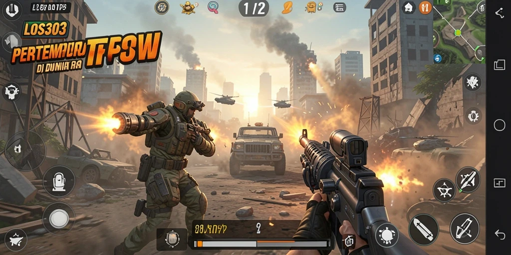 Screenshot utama LOS303 menampilkan aksi tembak-menembak yang mendebarkan.