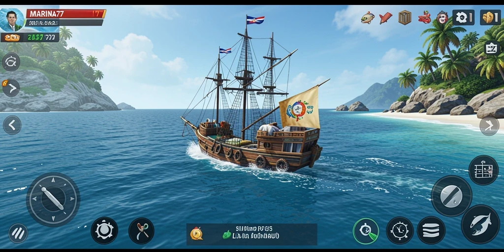 Tangkapan layar gameplay <strong>MARINA77</strong> menampilkan keindahan dunia bawah laut.