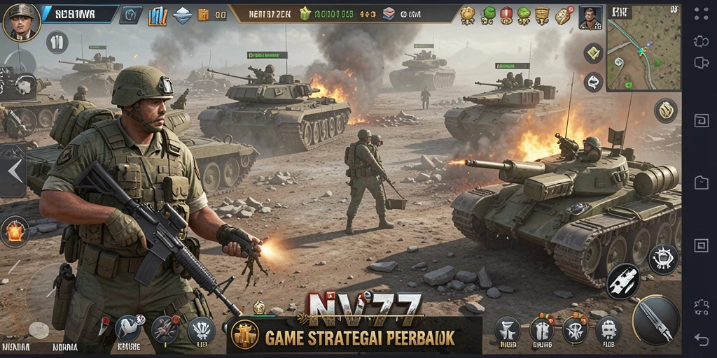 Tampilan gameplay NV77 yang intens dan menegangkan.