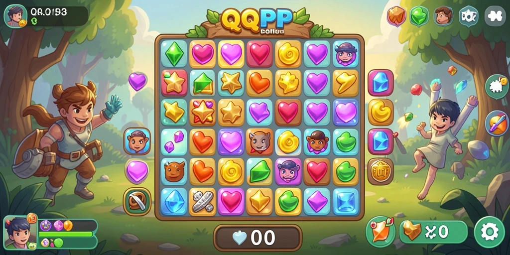 Tangkapan layar QQRP menampilkan gameplay seru dalam genre Match-3.