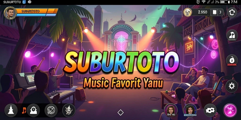 Tampilan gameplay SUBURTOTO yang menampilkan berbagai tantangan musik.