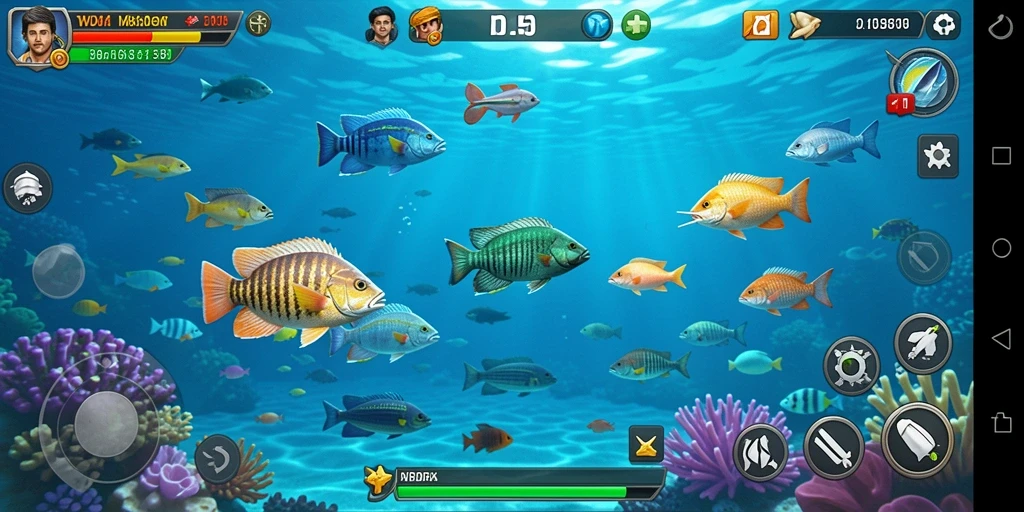 Tangkapan layar gameplay WDBOS dengan aksi tembak ikan yang seru.